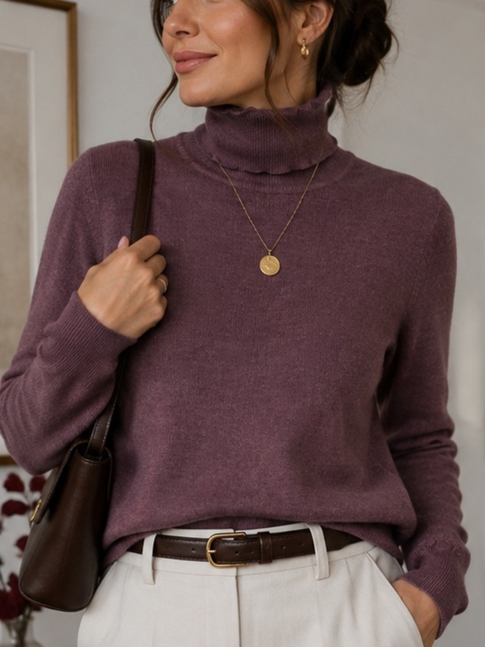 Zara Plum Turtleneck Sweater